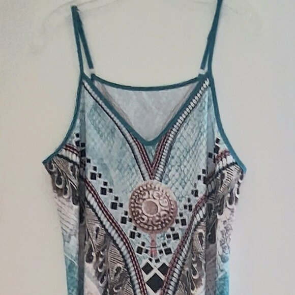 NEW COLORFUL ETHNIC STYLE 11.5" ADJUSTABLE SPAGHETTI STRAPS WOMAN'S DRESS 54"L - Picture 2 of 7